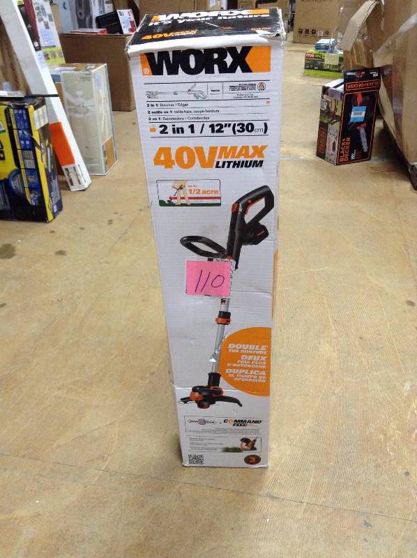lot 110 image: Worx 2 in 1 40V Max Lithium TrimmerEdger