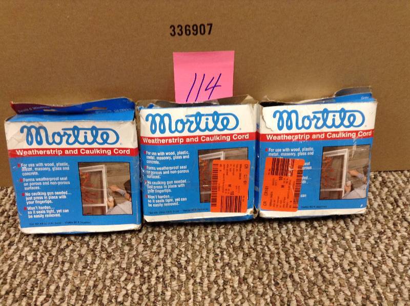 lot 114 image: Lot of 3 Mortile Weathrstrip and caulking cord