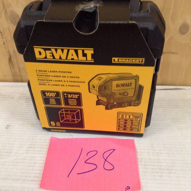 lot 138 image: Dewalt 5-Beam Laser Pointer DW085K not used