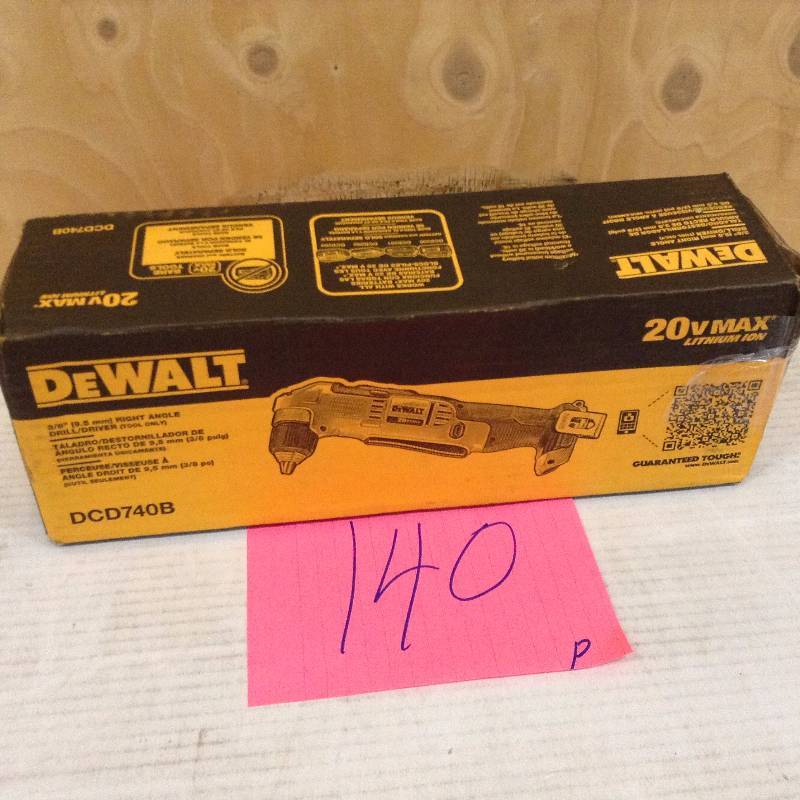 lot 140 image: Dewalt 20-Volt Max Lithium-Ion 38 in. Cordless Right Angle Drill (Tool-Only) not used
