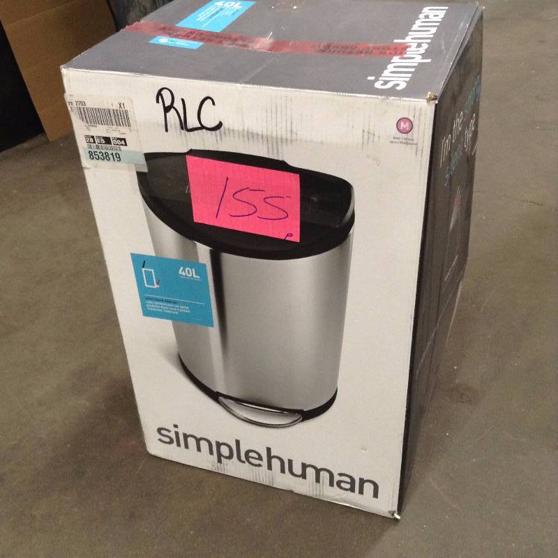 lot 155 image: Simplehuman 40L Stainess Steel Trash Can