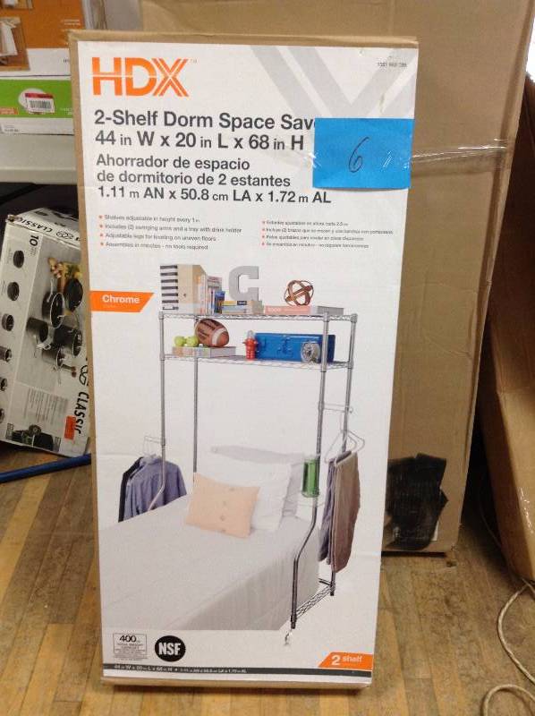 lot 6 image: HDX 2 Shelf Dorm Space Saver 44 in x 20 in x68in new