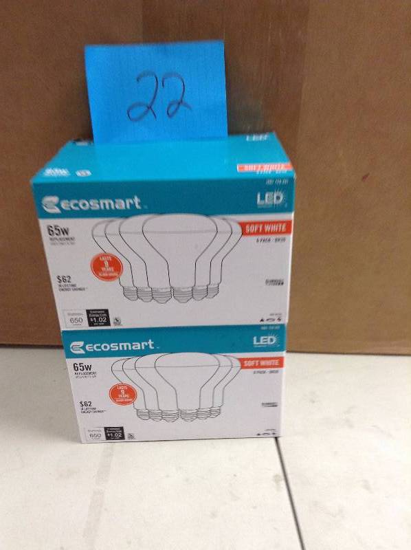 lot 22 image: Lot of 2 6 pack -BR30 Ecosmart LED light Buls New