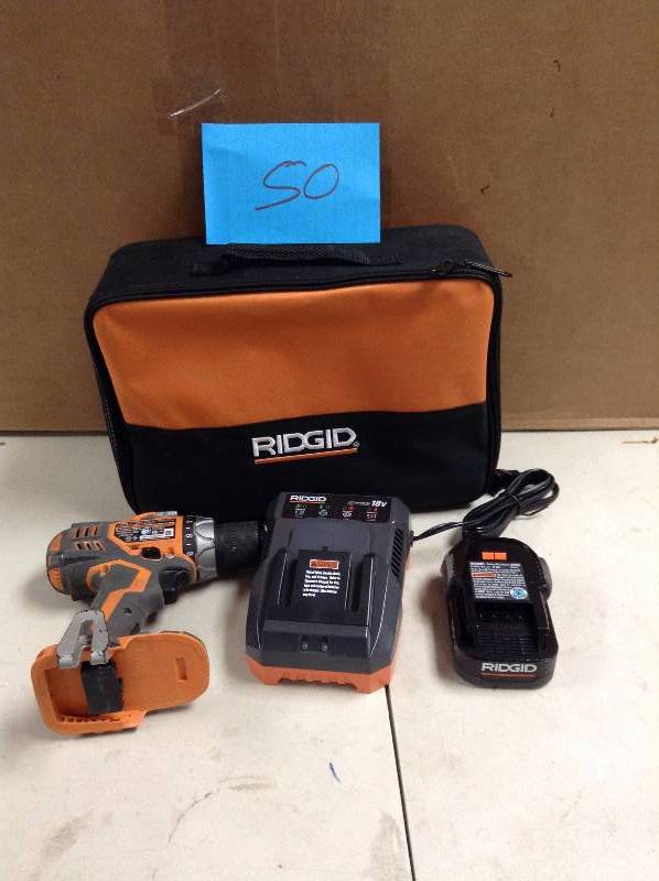 lot 50 image: Ridgid Drill Driver Kit 1 Battery and charger included in very good condition