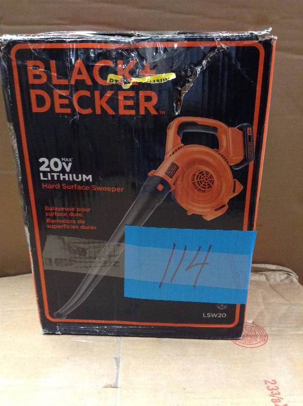 lot 114 image: Black and Decker 20V Lithium Hard Surface Blower