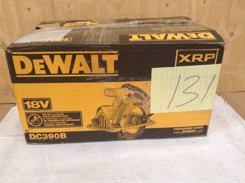 lot 131 image: Dewalt  DC390B 18V Cordless Circular Saw not used