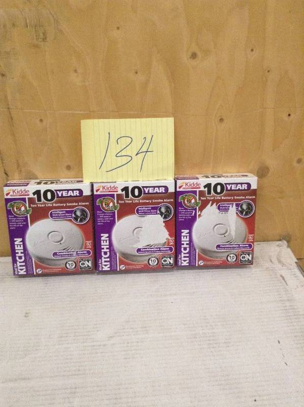 lot 134 image: Lot of 3 Kidde Kitchen Combination alarm- Smoke and Carbon Monoxide New