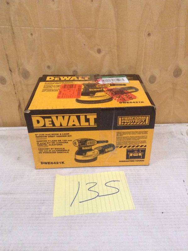 lot 135 image: Dewalt DWE6421K Random Orbit Sander Kit, 5 not used