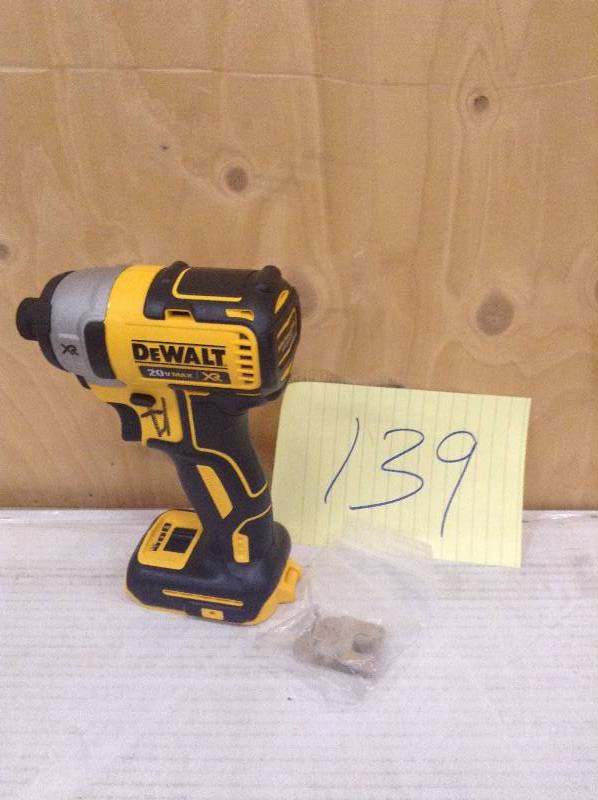 lot 139 image: Dewalt DCF887B 20V MAX XR Li-Ion Brushless 0.25 3-Speed Impact Driver in like new condition