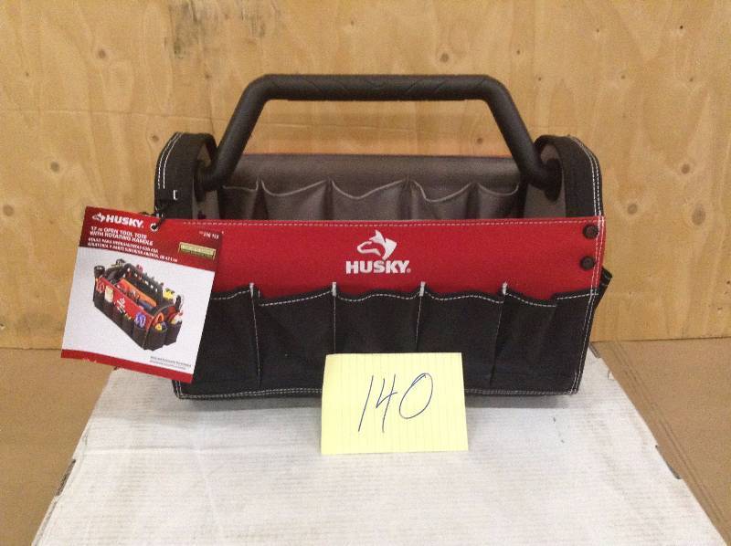 lot 140 image: Husky 17 in Open Tool Tote with Rotating handle not used