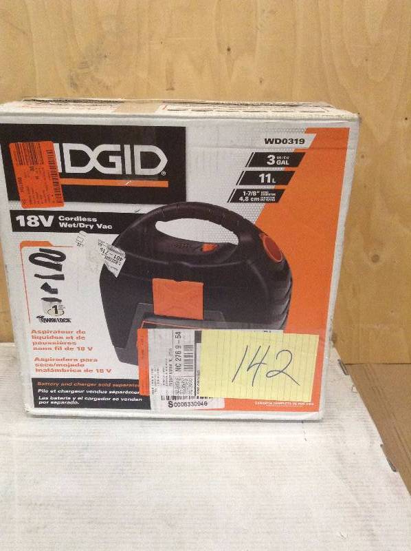 lot 142 image: Ridgid WD0319 WetDry Handheld Vacuum not used