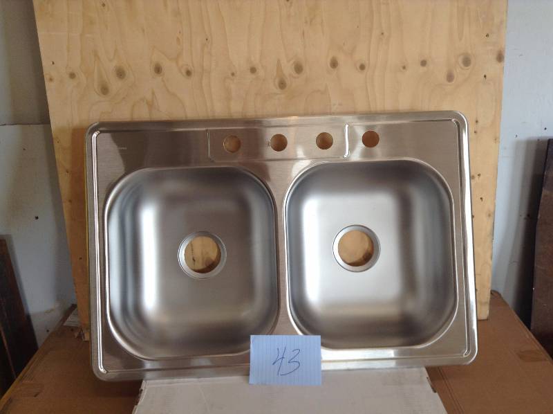 Elkay Dayton Drop-In Stainless Steel 33 in. 4-Hole Double Basin Kitchen Sink Not used