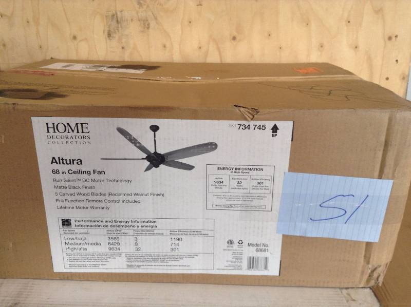 Home Decorators Altura 68 in Ceiling Fan Not used
