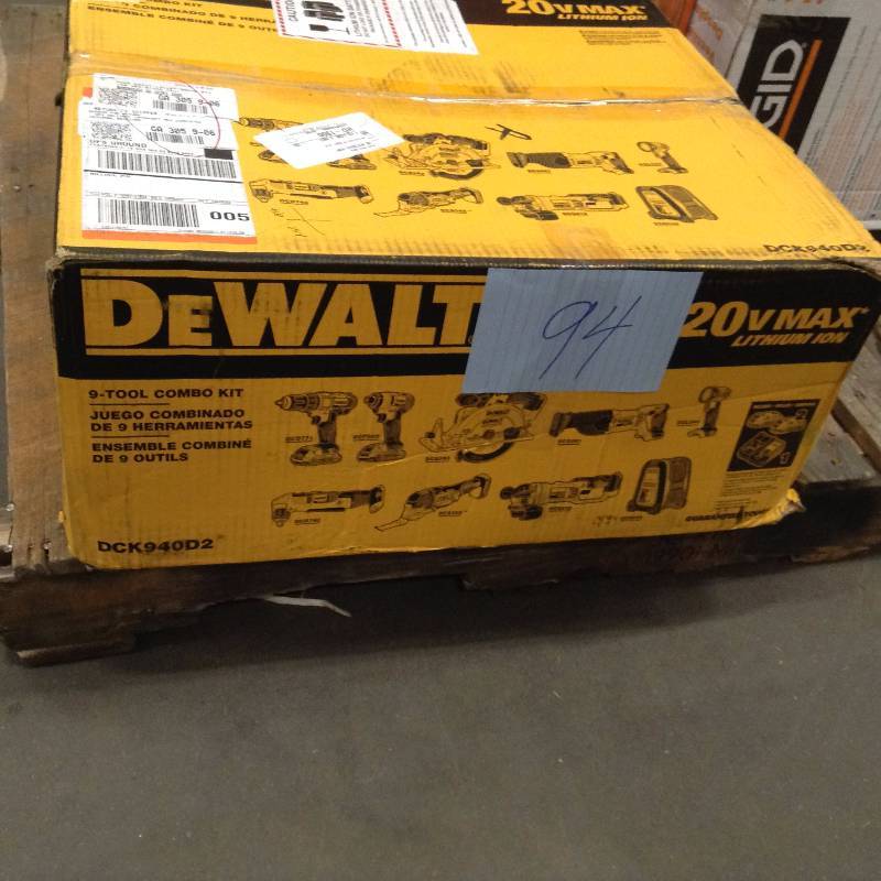 DEWALT DCK940D2 20V MAX Lithium Ion 9-Tool Combo Kit not used
