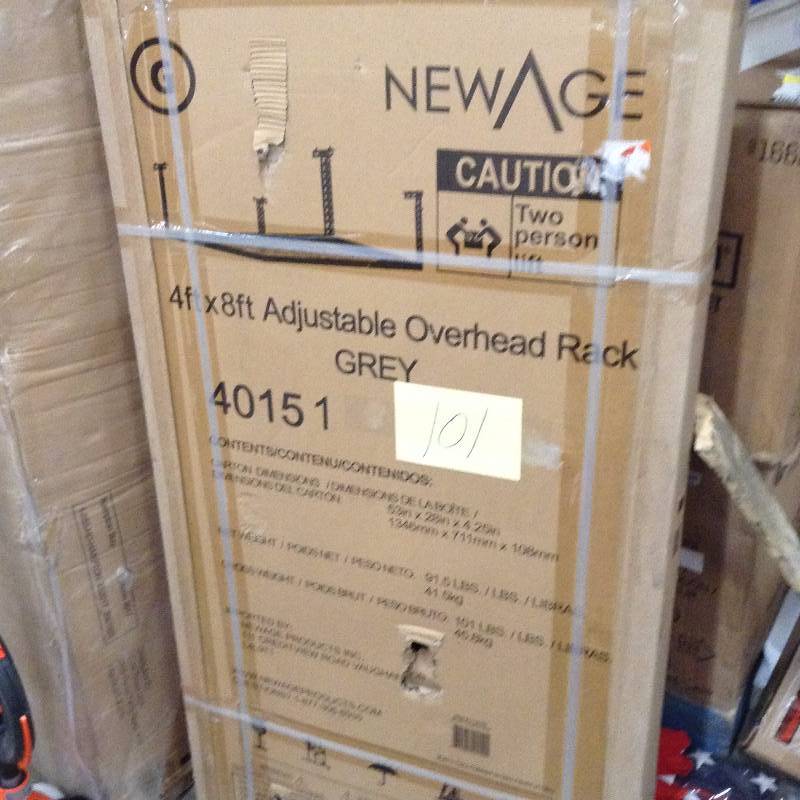 New Age 4 x 8 adjustable overhead rack grey new