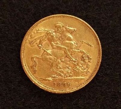 1876 S English Gold Sovereign