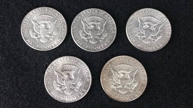 1966 Kennedy 40% Silver Half Dollars - Qty. 5
