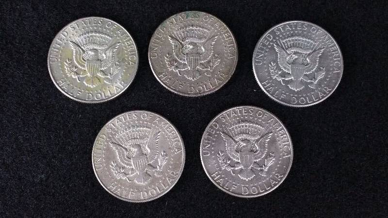 1967 Kennedy 40% Silver Half Dollars - Qty. 5