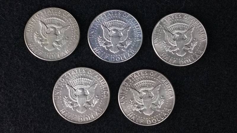 1967 Kennedy 40% Silver Half Dollars - Qty. 5