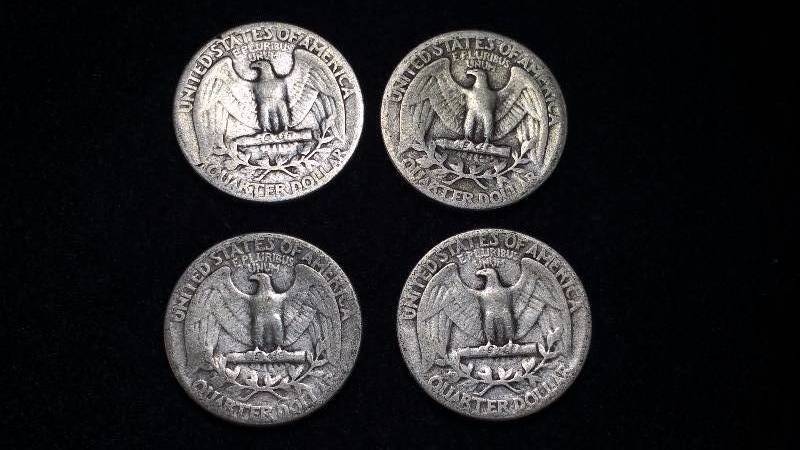 (4) Washington Silver Quarters