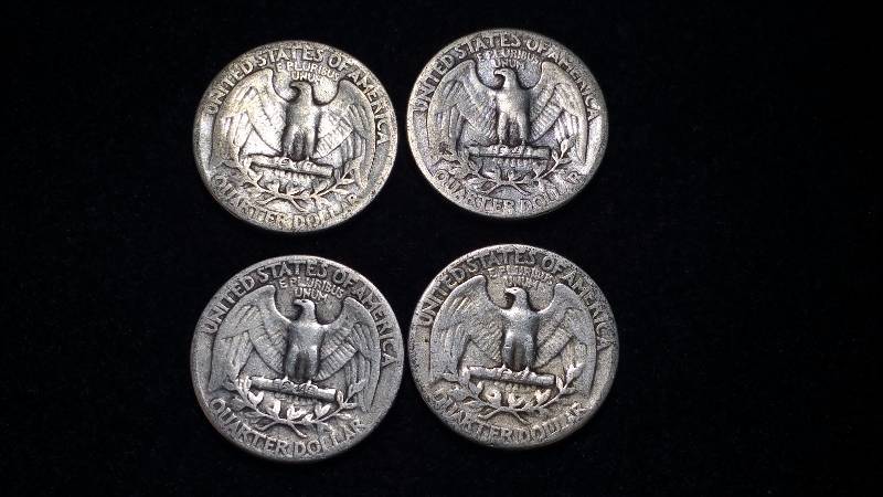 (4) Washington Silver Quarters