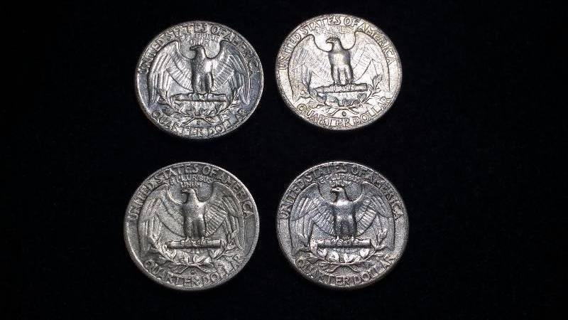 (4) Washington Silver Quarters