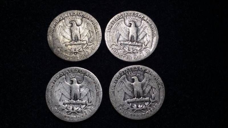 (4) Washington Silver Quarters