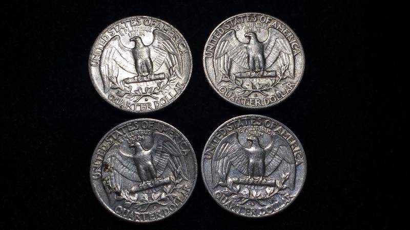 (4) Washington Silver Quarters