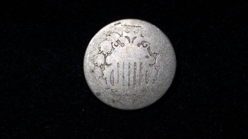 1866 Shield Nickel w Rays