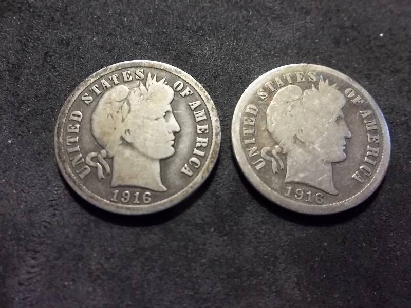 1916, 1916 S Barber Dimes