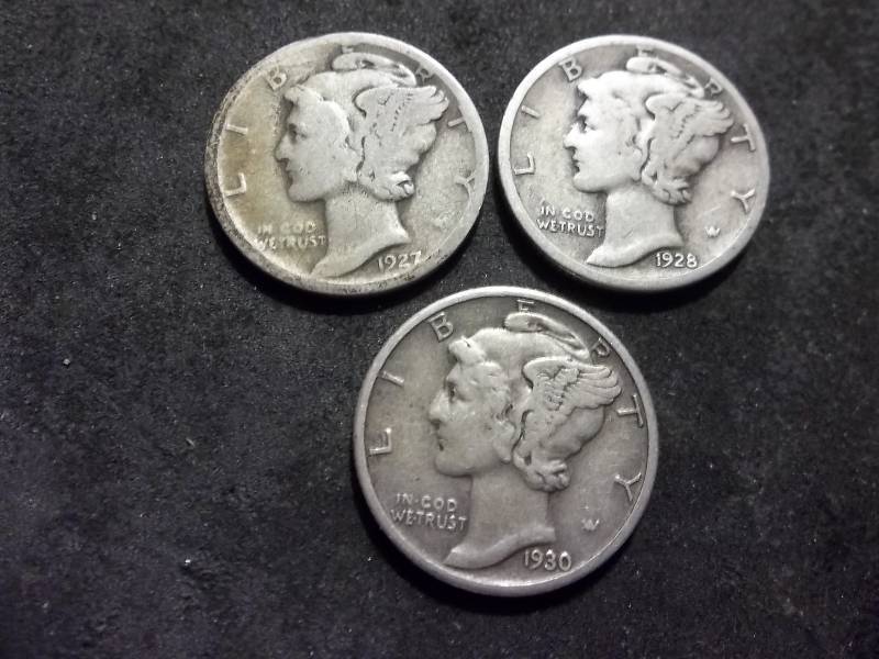1927 D, 1928 S, 1930 Mercury Dimes