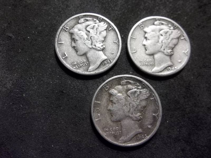 1943 D, 1945, 1945 Mercury Dimes