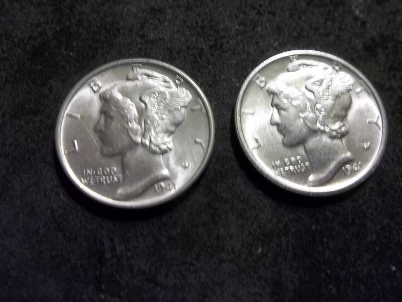 1941 D, 1941 S Mercury Dimes