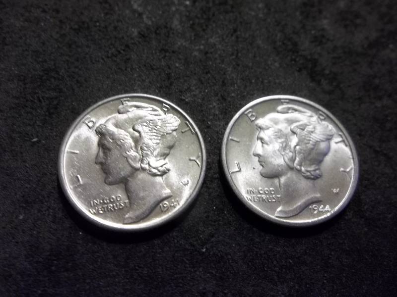 1941 D, 1944 D Mercury Dimes