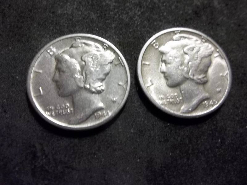 1944 D, 1945 D Mercury Dimes