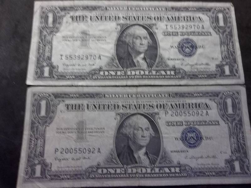 2-US One Dollar Silver Certificates Series 1957 A