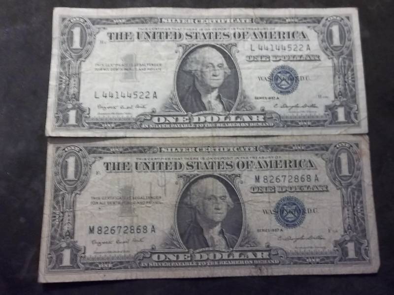 2-US One Dollar Silver Certificates Series 1957 A
