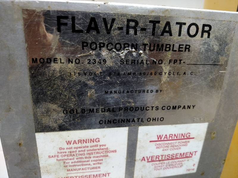 lot 15 image: Flav-R-Tator Model 2349 Popcorn Tum...
