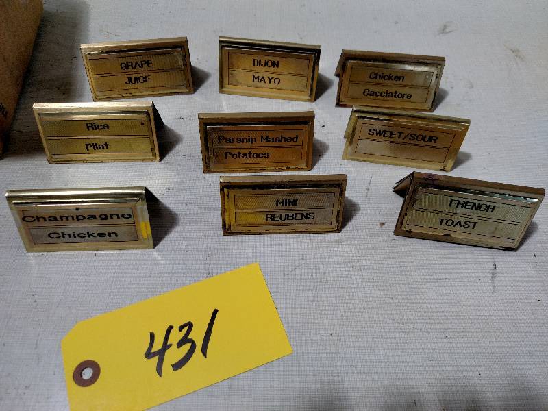 lot 431 image: Aluminum Buffet Markers...