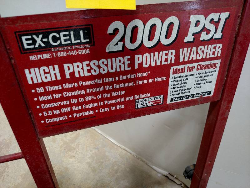 lot 519 image: Ex-Cell 2000 PSI Pressure Washer, W...
