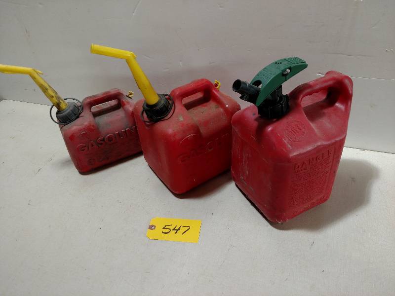 lot 547 image: (3) Gas Cans with Tub, (1) Is Parti...
