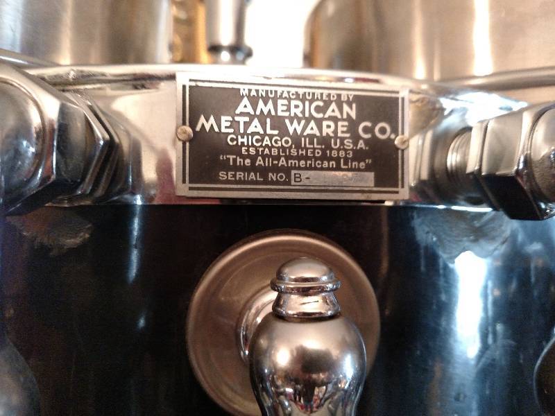 lot 613 image: American Metalware Twin Urn Coffee ...