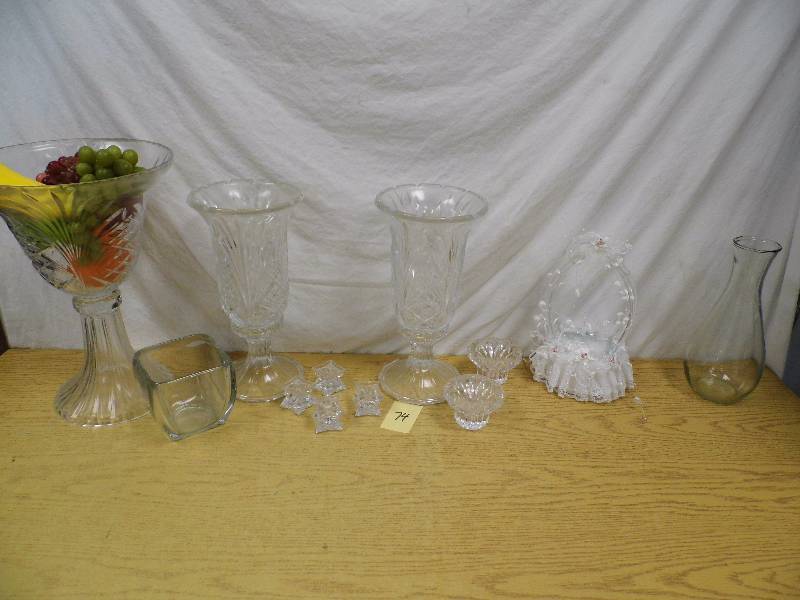 lot 74 image: Crystal - Cake Top - Candle Holders