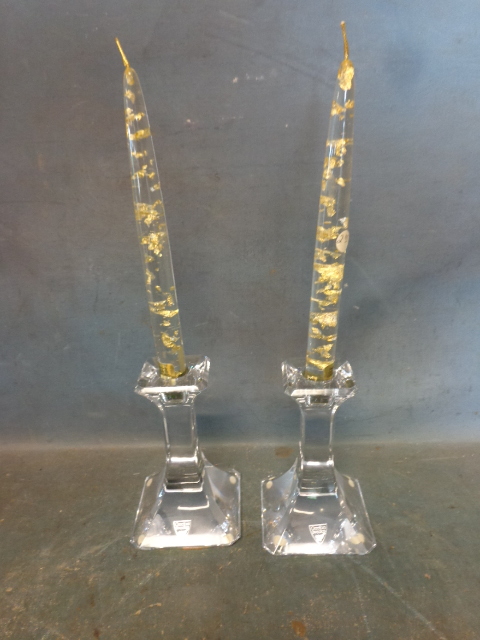 lot 13 image: Crystal Candle Holders and Candles