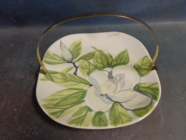 lot 95 image: Vintage Red Wing Plate with Brass Handle