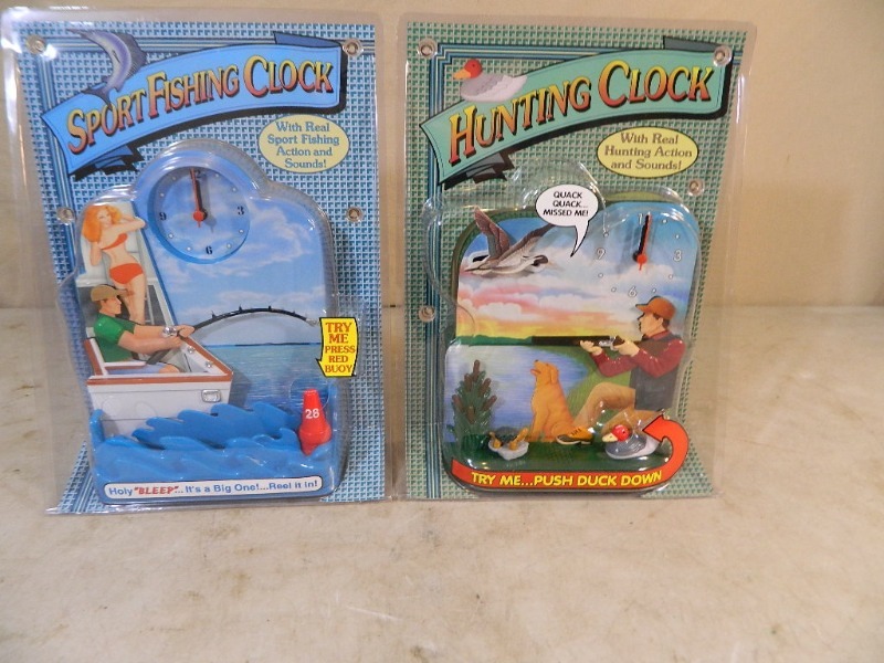 lot 118 image: 2 New Animated Sportsman Clocks
