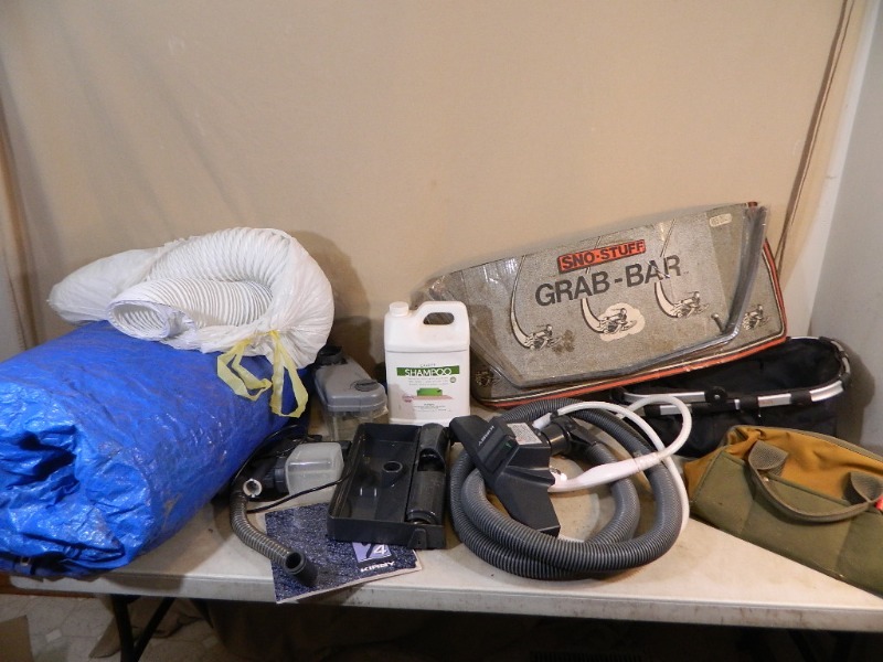 lot 143 image: Kirby Vac Parts, Tool Bags, Tarp, Etc