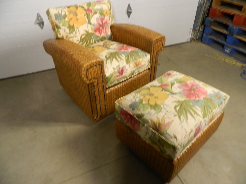 lot 30 image: Eddie Bauer Home By Lane Venture Wicker Style Chair and Ottoman