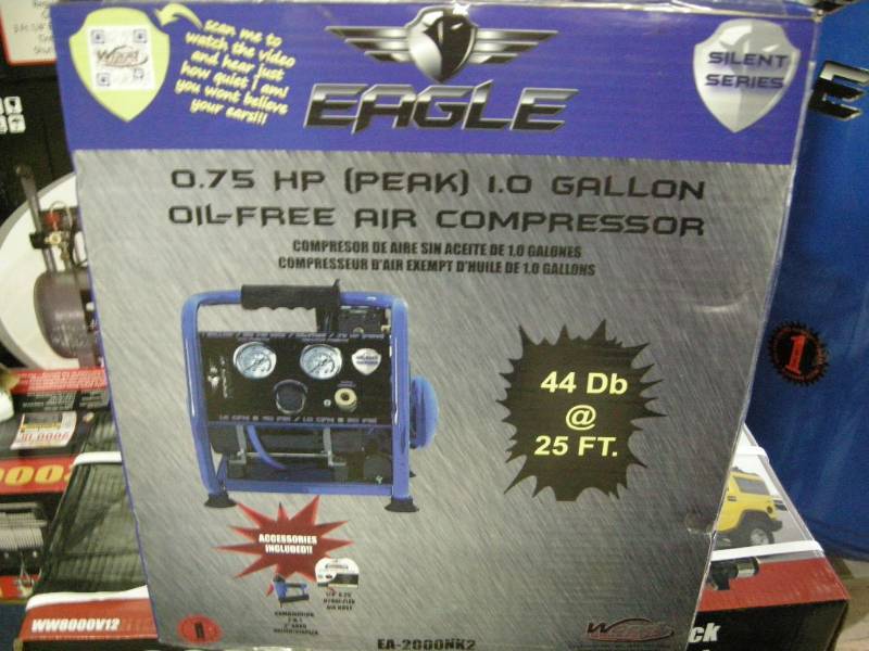 lot 16 image: Eagle Silent Series 1 Gallon Portable Air Compressor Kit