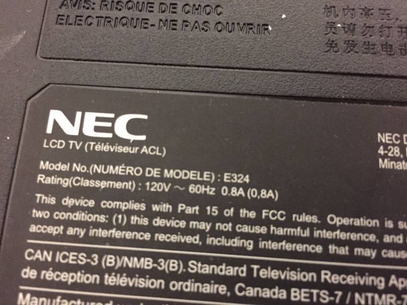 lot 14 image: NEC 32 LED Edge-Lit Commercial Grade DisplayMonitor with Integrated Tuner, Model E324